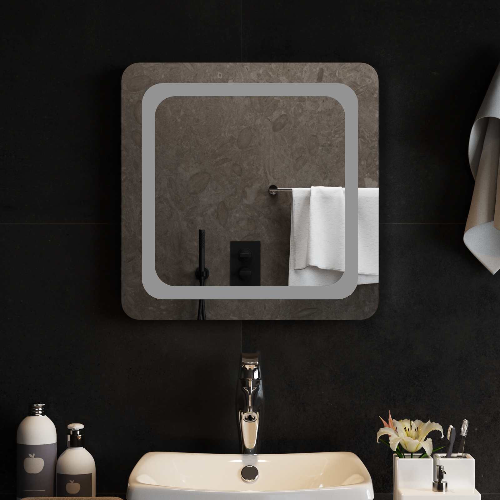 vidaXL Lustro łazienkowe LED przezroczysty 50 x 50 cm szkło hartowane