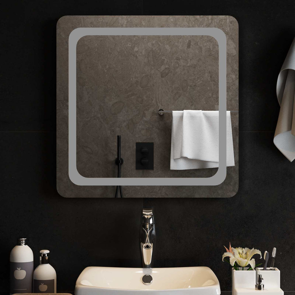 vidaXL Lustro łazienkowe LED przezroczysty 60 x 60 cm szkło hartowane