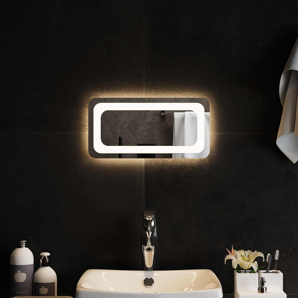 vidaXL Lustro łazienkowe LED przezroczysty 40 x 20 cm szkło hartowane
