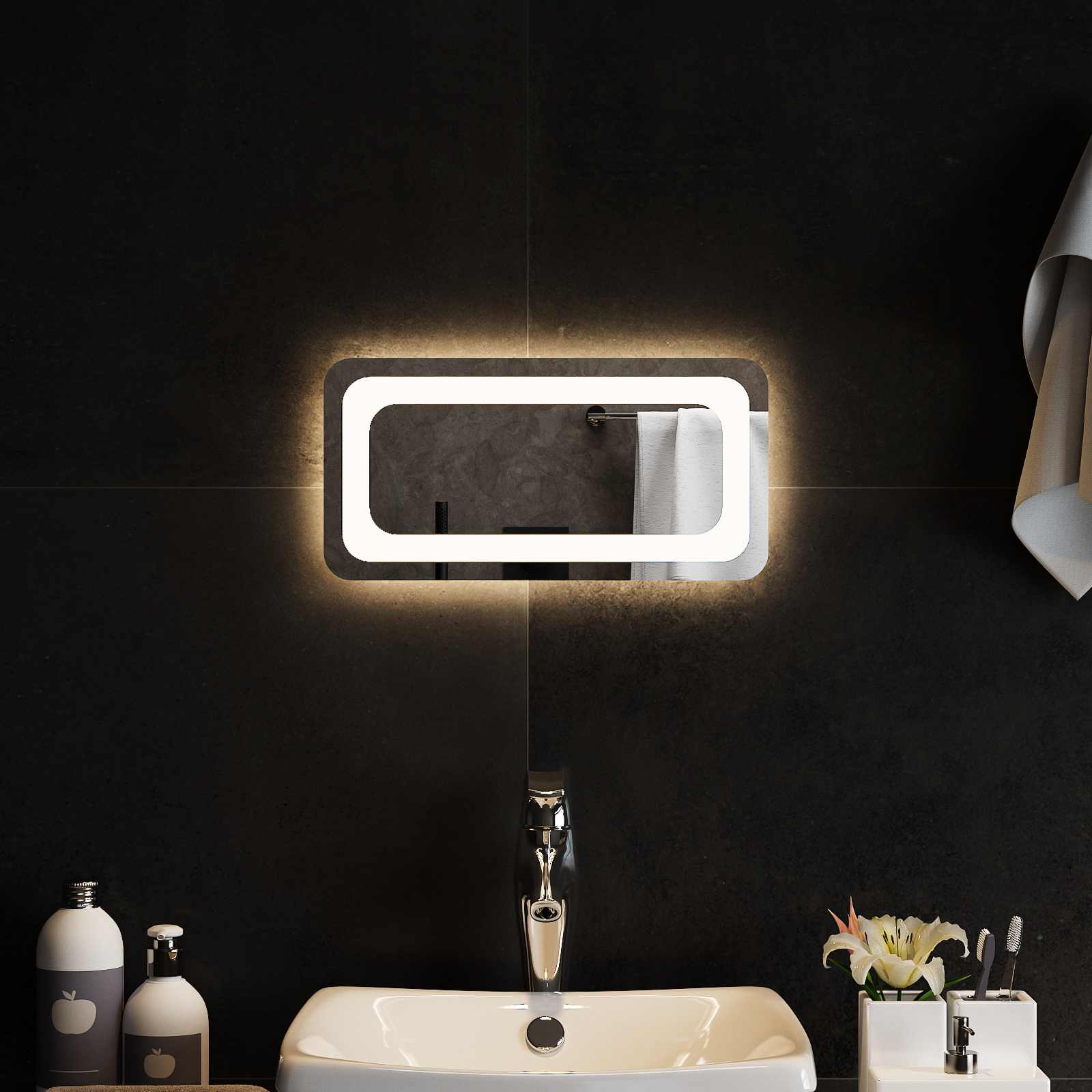 vidaXL Lustro łazienkowe LED przezroczysty 40 x 20 cm szkło hartowane
