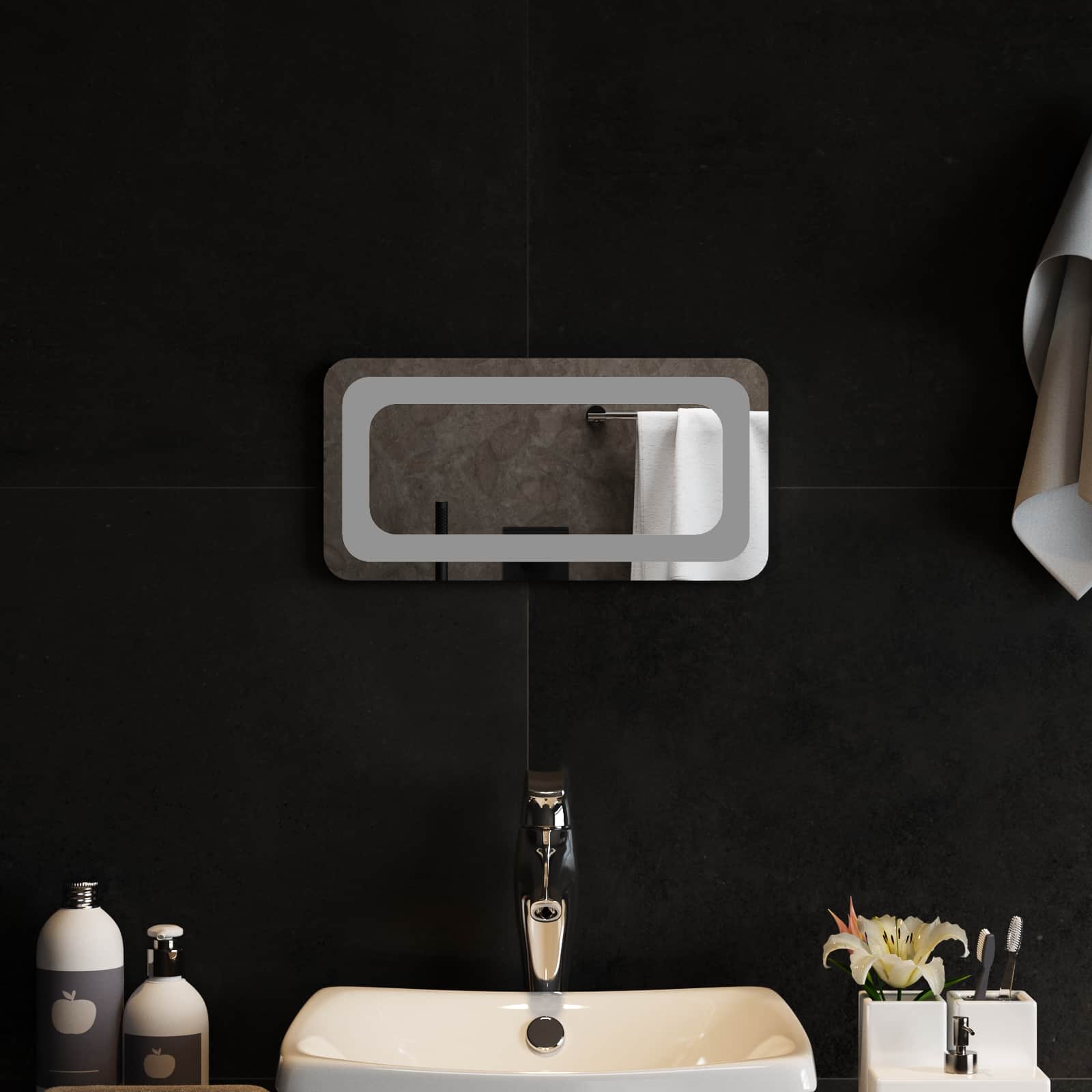 vidaXL Lustro łazienkowe LED przezroczysty 40 x 20 cm szkło hartowane
