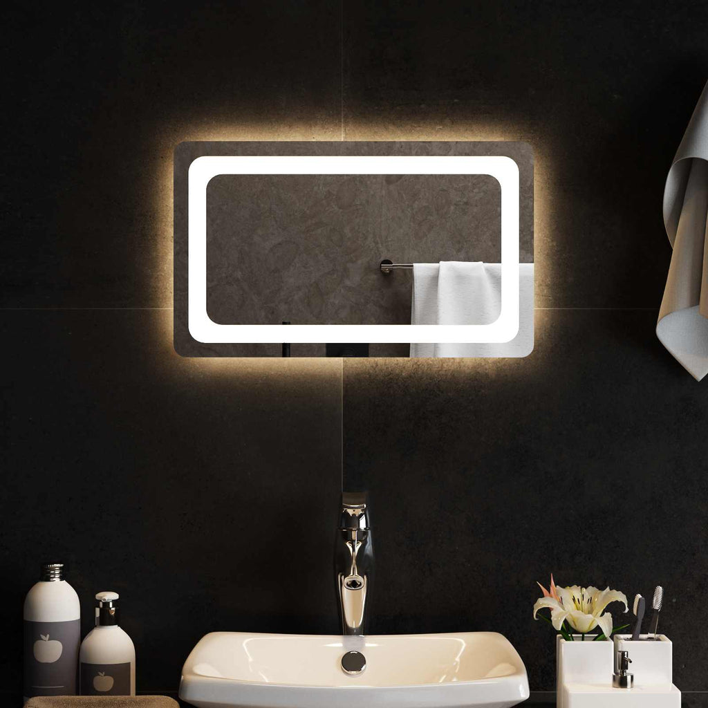 vidaXL Lustro łazienkowe LED przezroczysty 50 x 30 cm szkło hartowane