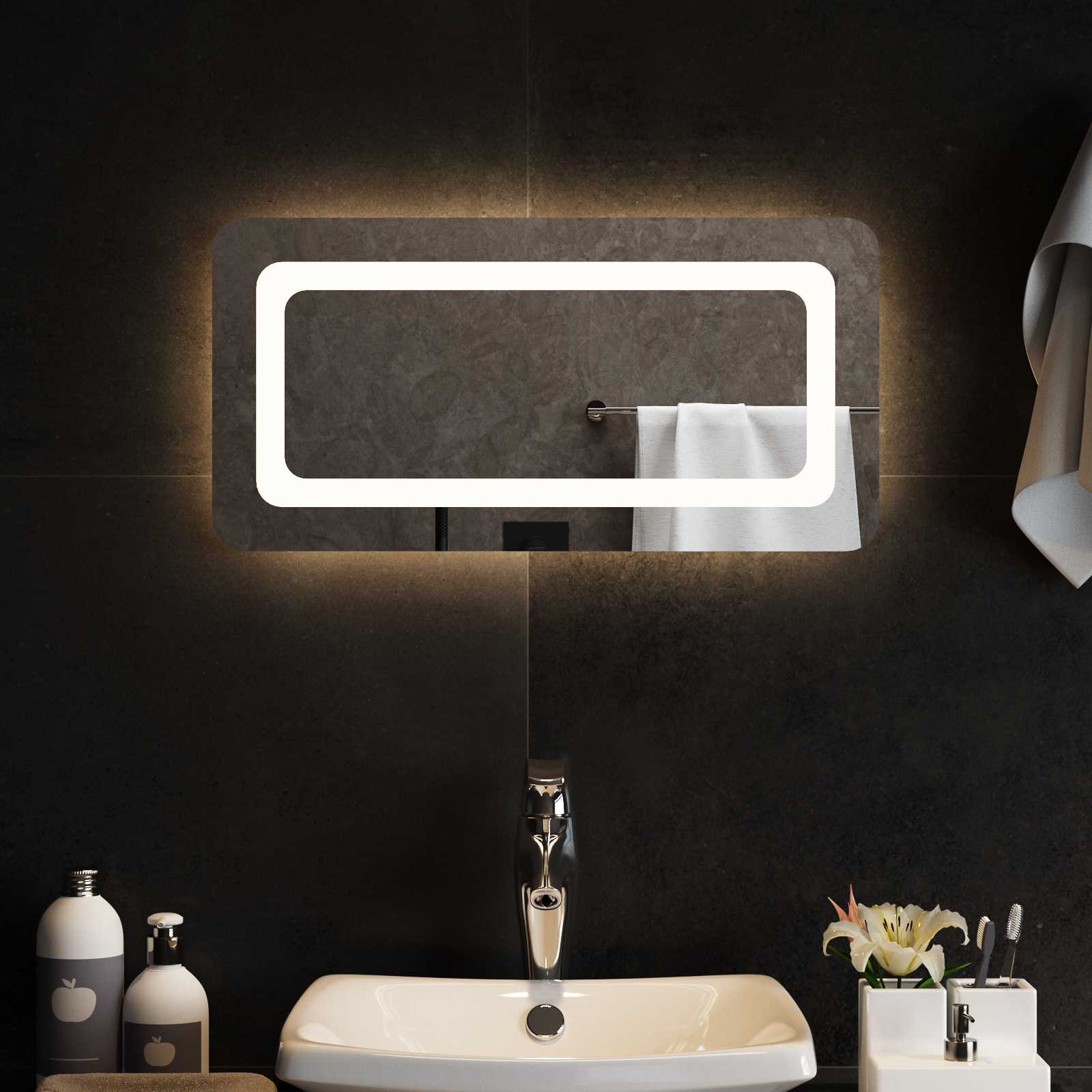 vidaXL Lustro łazienkowe LED przezroczysty 60 x 30 cm szkło hartowane