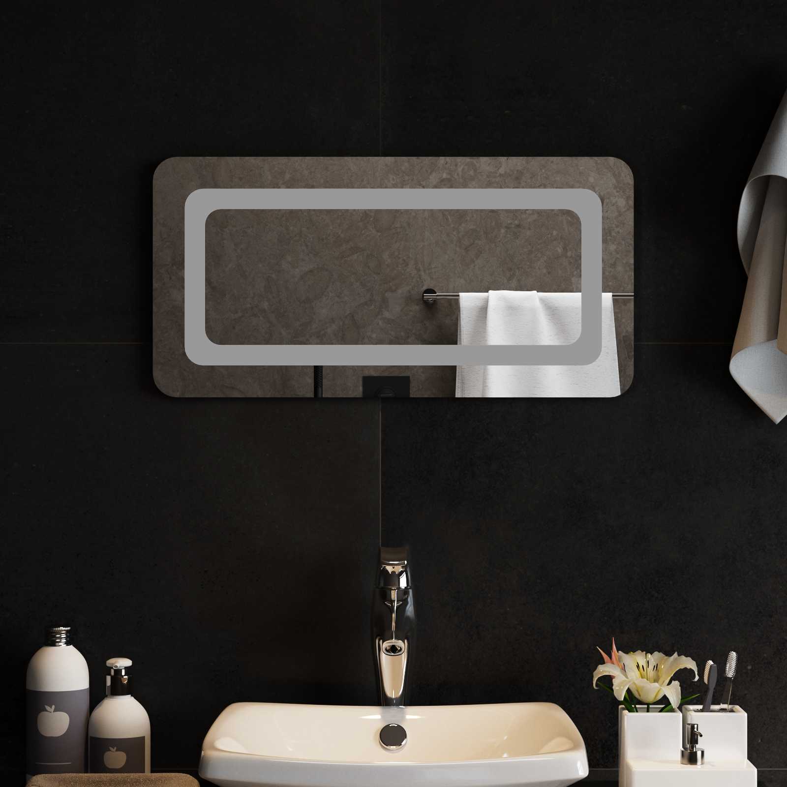 vidaXL Lustro łazienkowe LED przezroczysty 60 x 30 cm szkło hartowane
