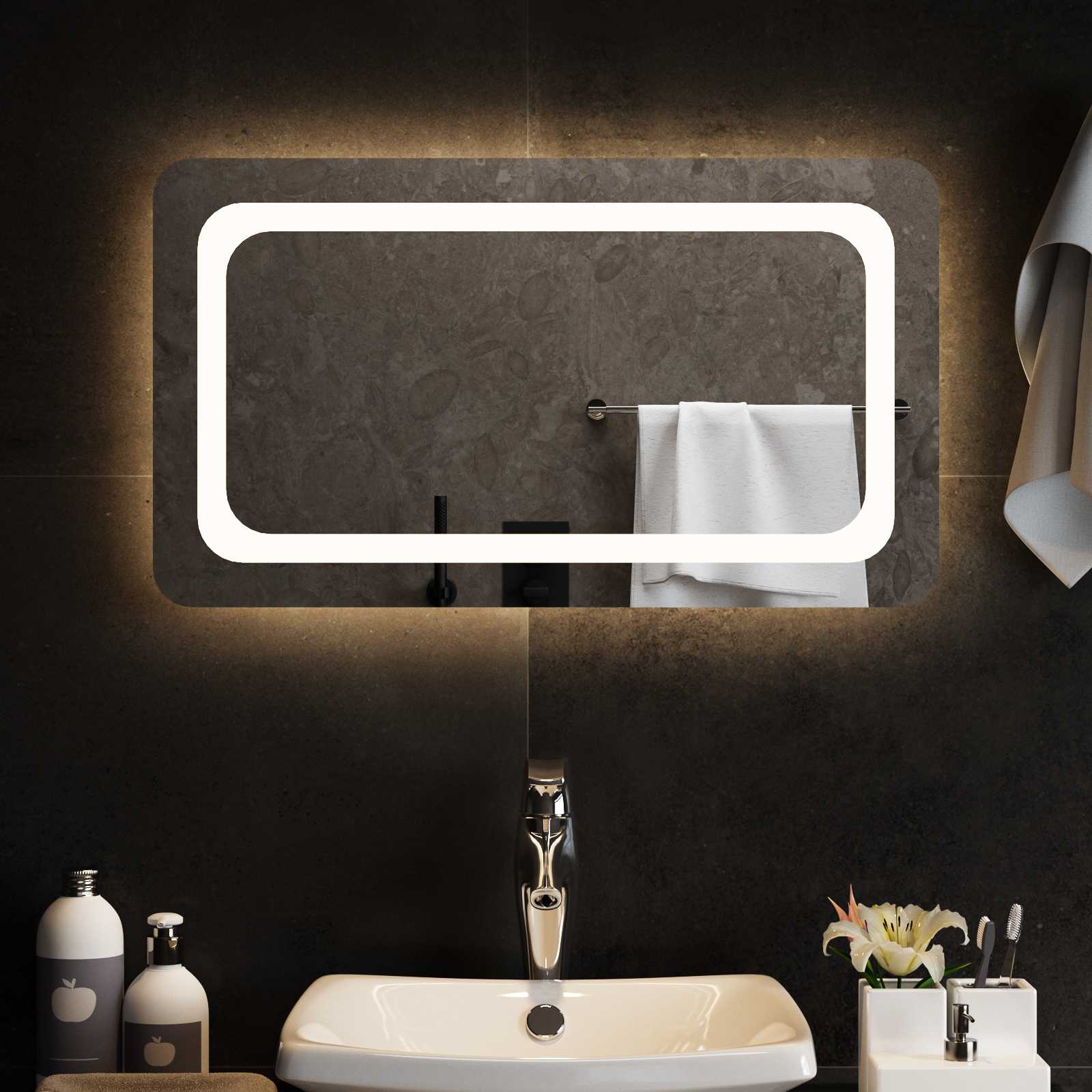 vidaXL Lustro łazienkowe LED przezroczysty 70 x 40 cm szkło hartowane
