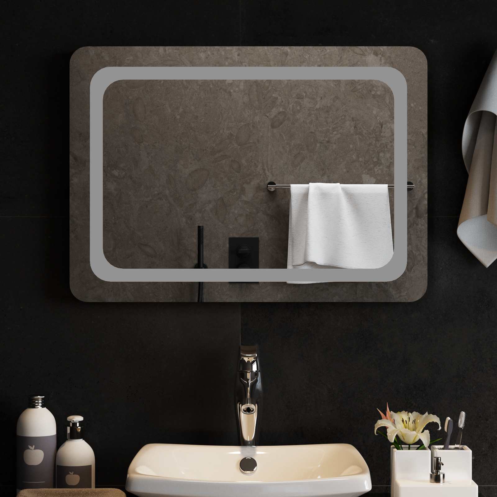 vidaXL Lustro łazienkowe LED przezroczysty 70 x 50 cm szkło hartowane