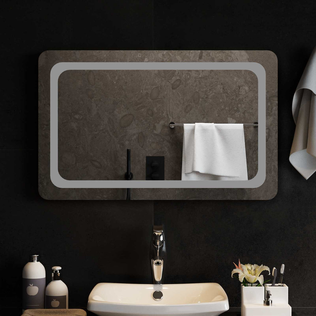 vidaXL Lustro łazienkowe LED przezroczysty 80 x 50 cm szkło hartowane