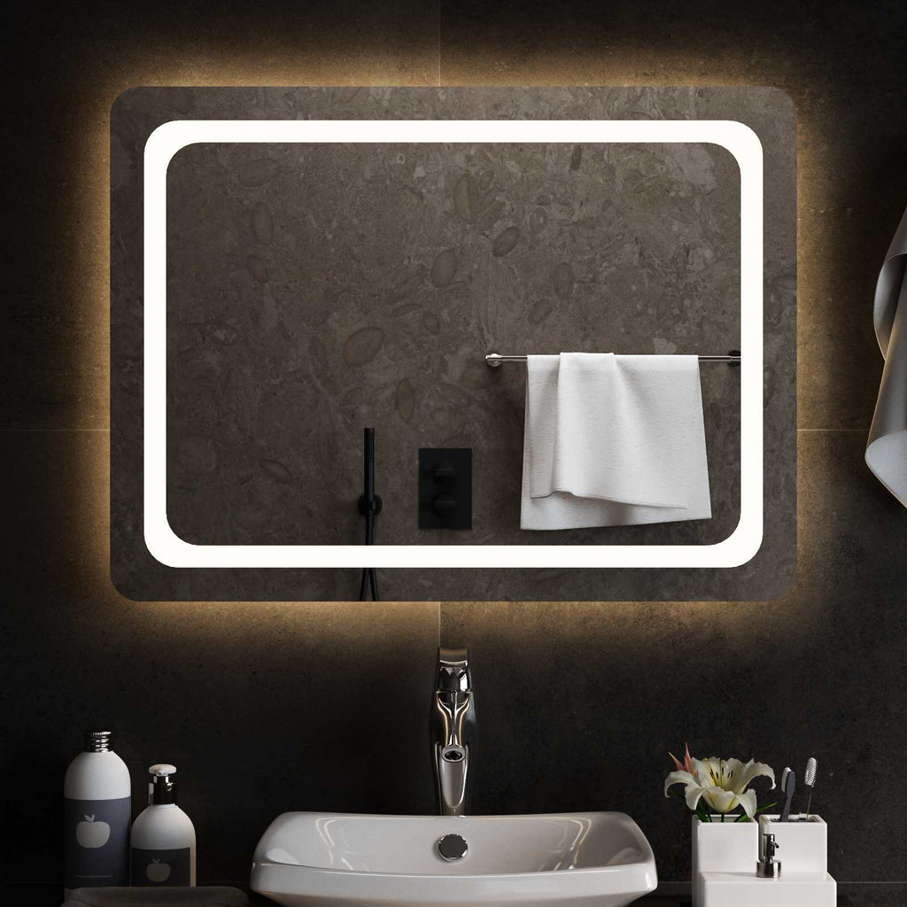 vidaXL Lustro łazienkowe LED przezroczysty 80 x 60 cm szkło hartowane