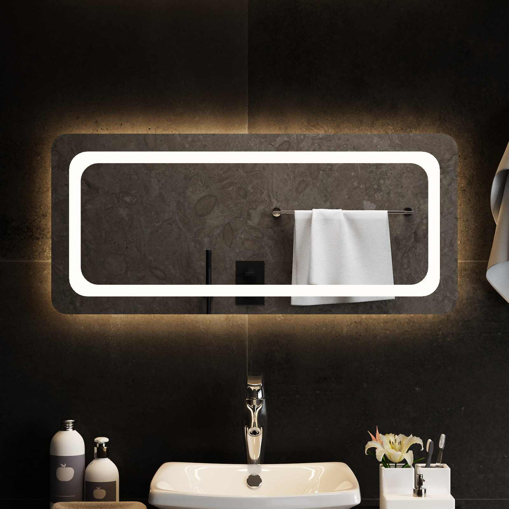 vidaXL Lustro łazienkowe LED przezroczysty 90 x 40 cm szkło hartowane