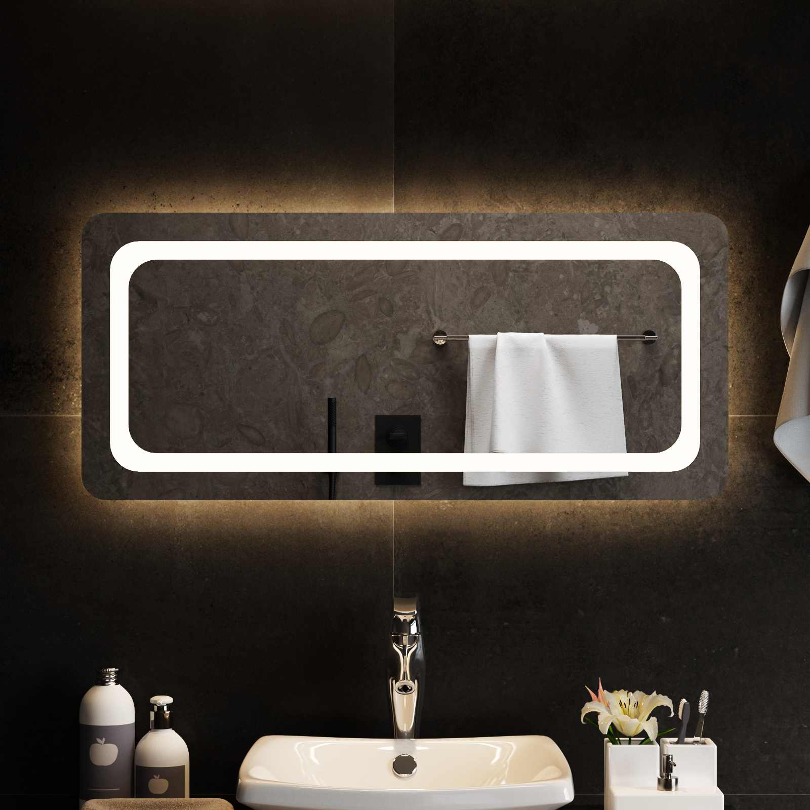 vidaXL Lustro łazienkowe LED przezroczysty 90 x 40 cm szkło hartowane