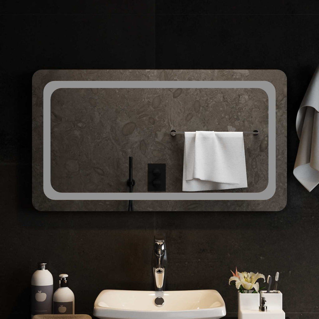vidaXL Lustro łazienkowe LED przezroczysty 90 x 50 cm szkło hartowane