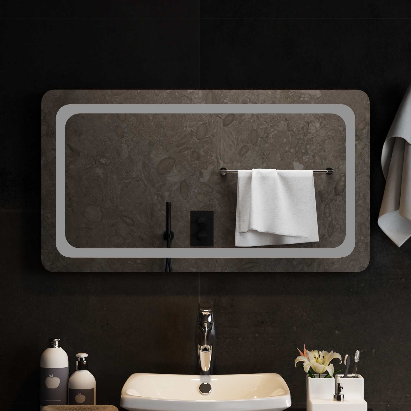 vidaXL Lustro łazienkowe LED przezroczysty 90 x 50 cm szkło hartowane