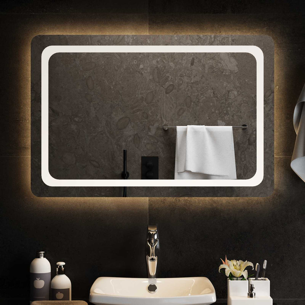 vidaXL Lustro łazienkowe LED przezroczysty 90 x 60 cm szkło hartowane