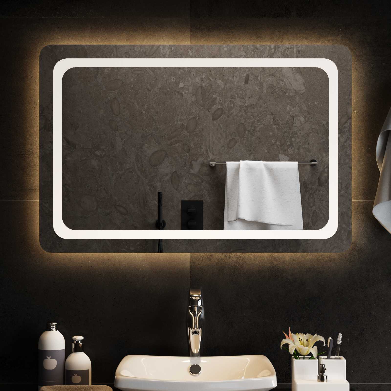 vidaXL Lustro łazienkowe LED przezroczysty 90 x 60 cm szkło hartowane