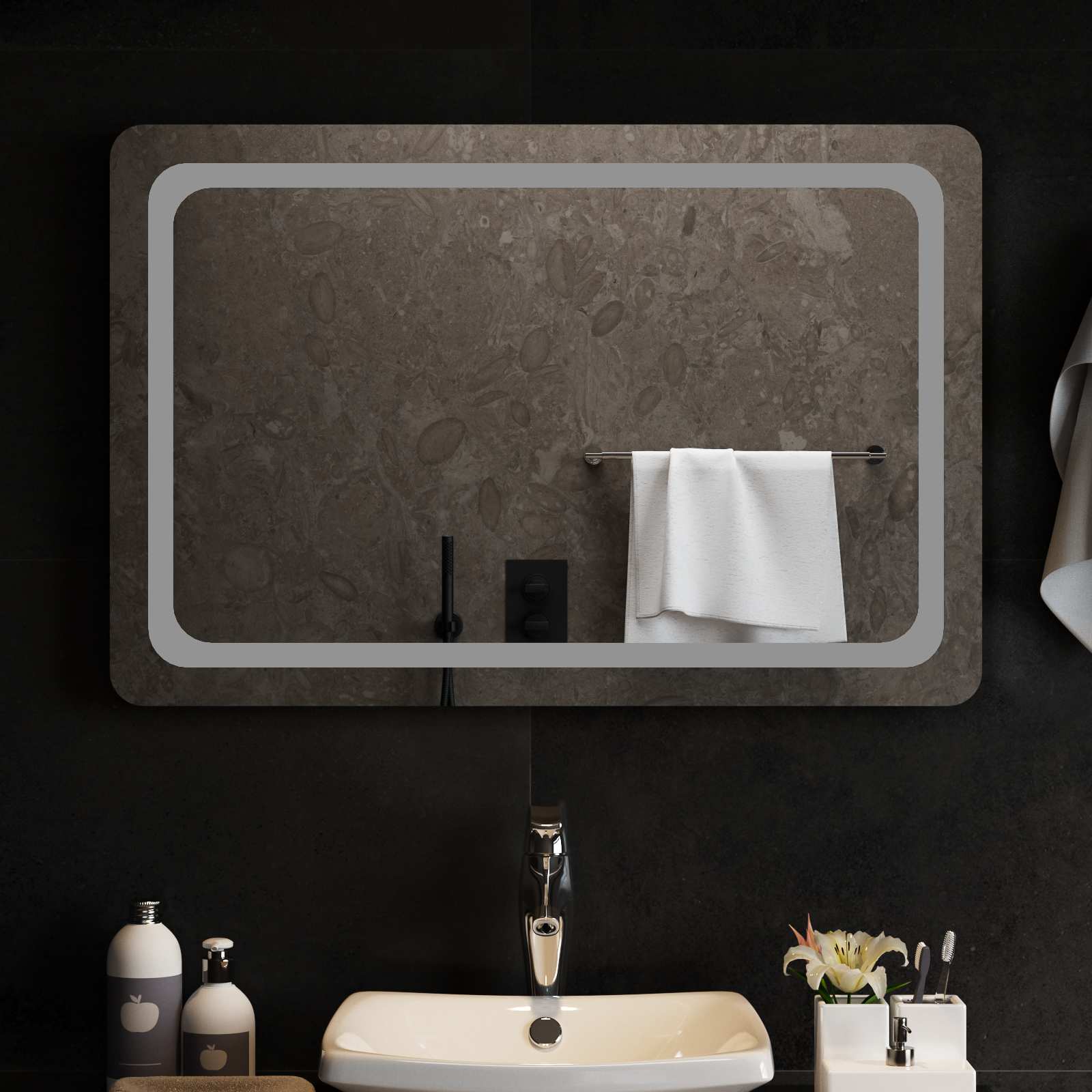 vidaXL Lustro łazienkowe LED przezroczysty 90 x 60 cm szkło hartowane