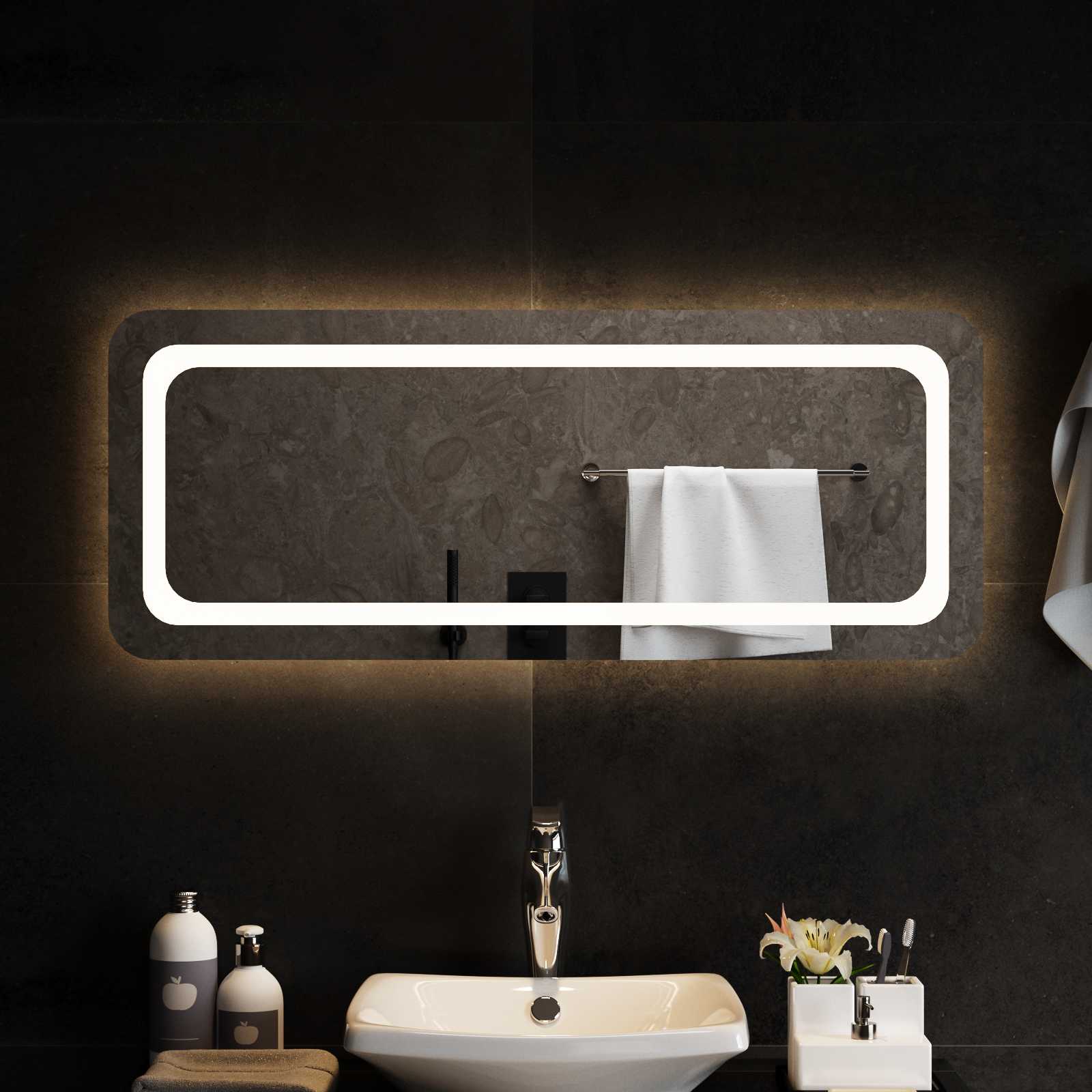 vidaXL Lustro łazienkowe LED przezroczysty 100 x 40 cm szkło hartowane