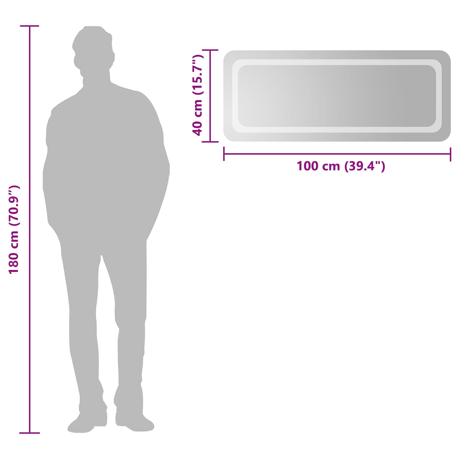 vidaXL Lustro łazienkowe LED przezroczysty 100 x 40 cm szkło hartowane
