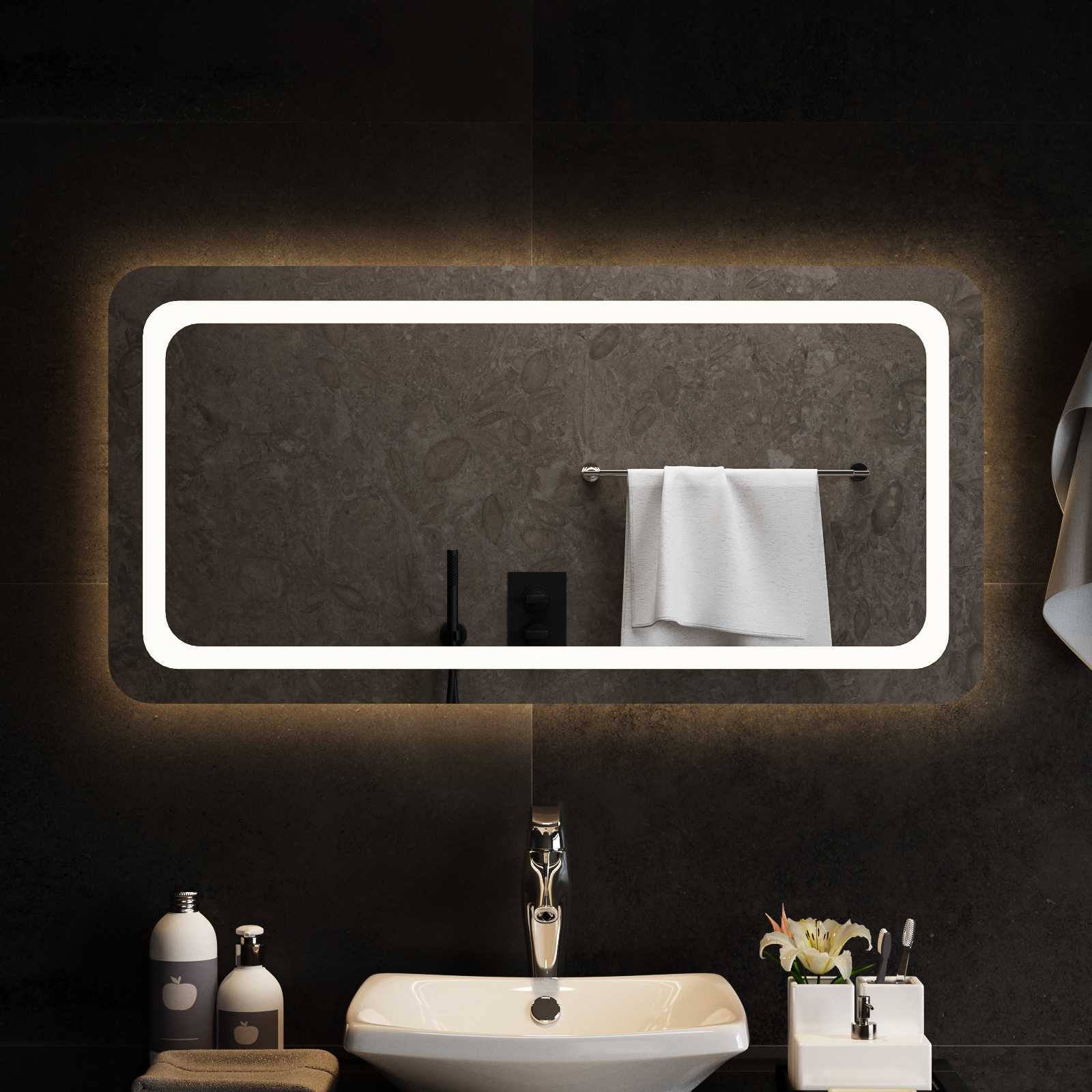 vidaXL Lustro łazienkowe LED przezroczysty 100 x 50 cm szkło hartowane