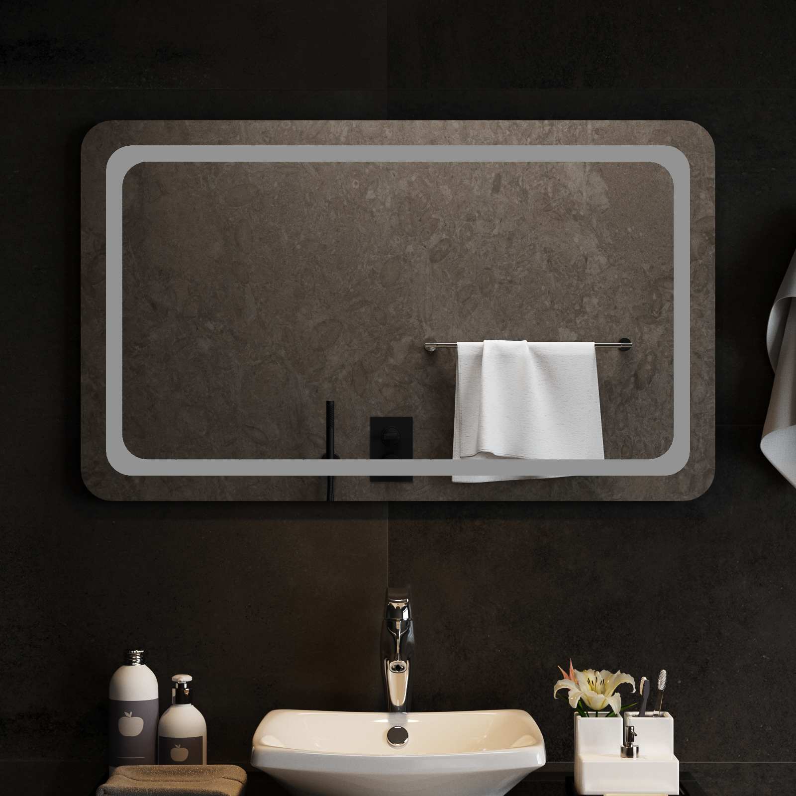 vidaXL Lustro łazienkowe LED przezroczysty 100 x 60 cm szkło hartowane