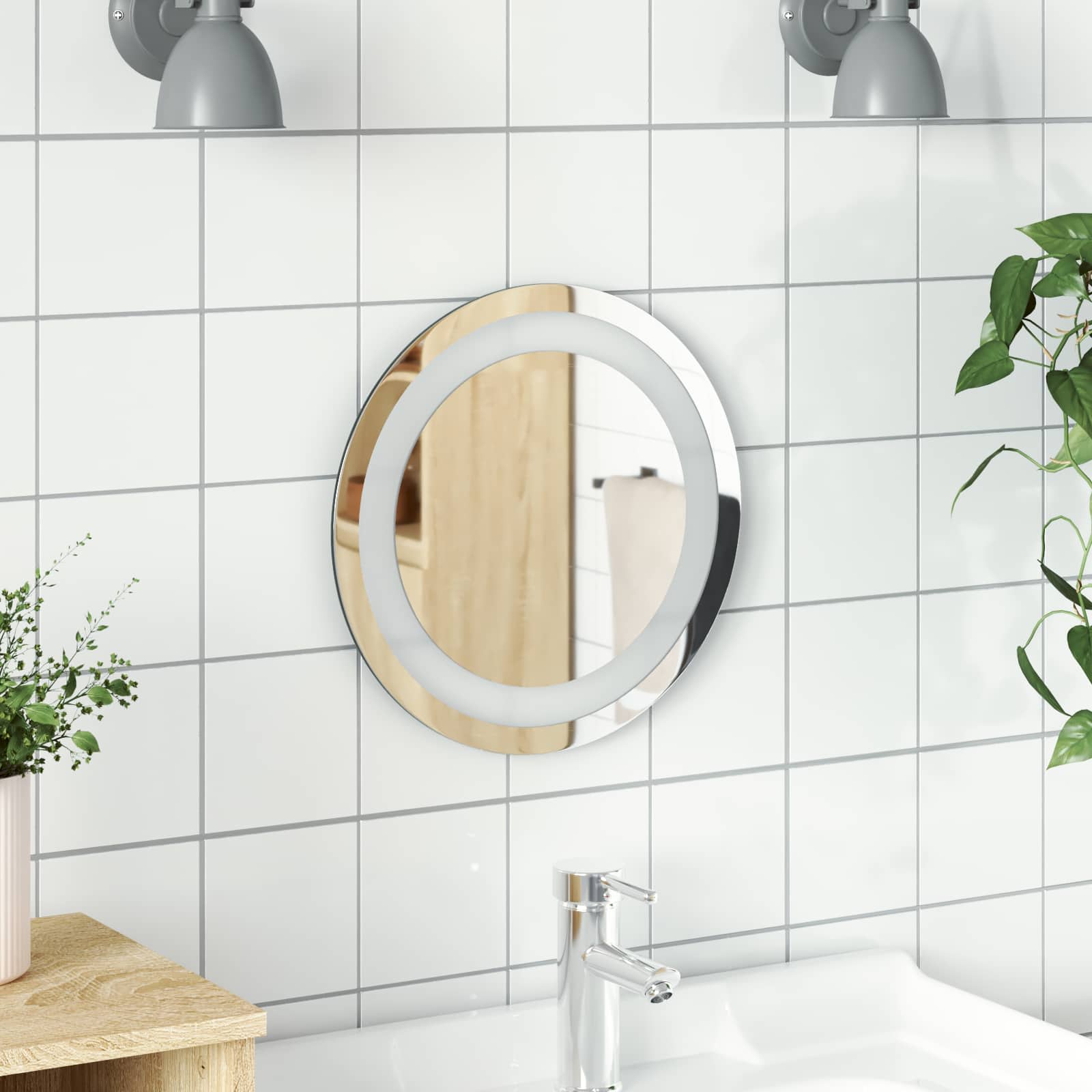 vidaXL Lustro łazienkowe LED przezroczysty Ø 30 cm szkło hartowane