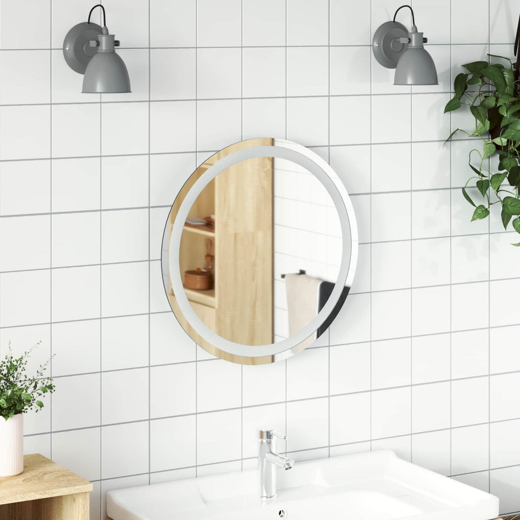 vidaXL Lustro łazienkowe LED przezroczysty Ø 50 cm szkło hartowane