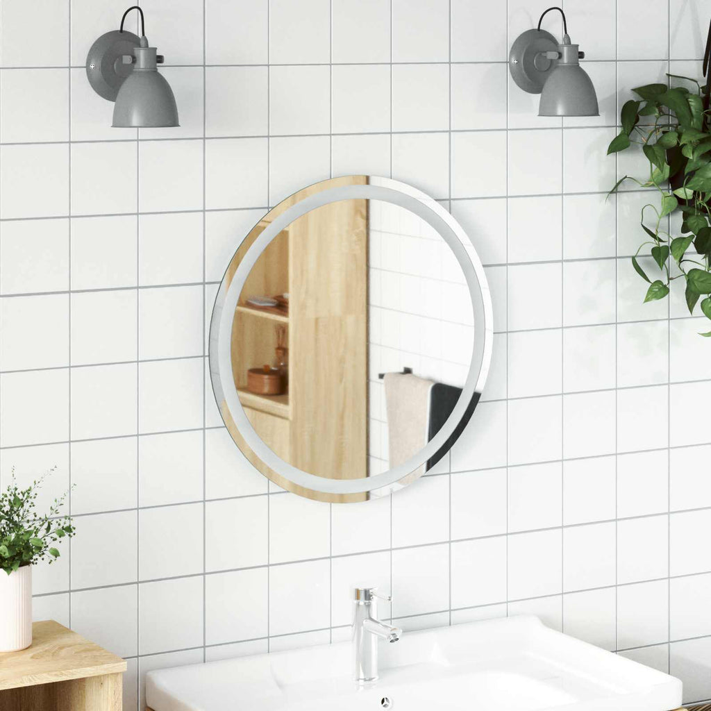 vidaXL Lustro łazienkowe LED przezroczysty Ø 60 cm szkło hartowane