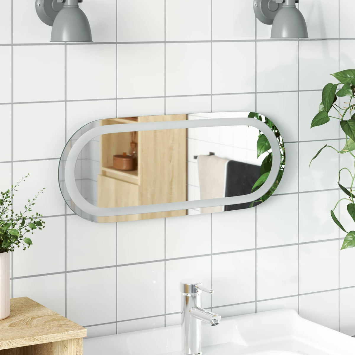 vidaXL Lustro łazienkowe LED przezroczysty 50 x 20 cm szkło hartowane