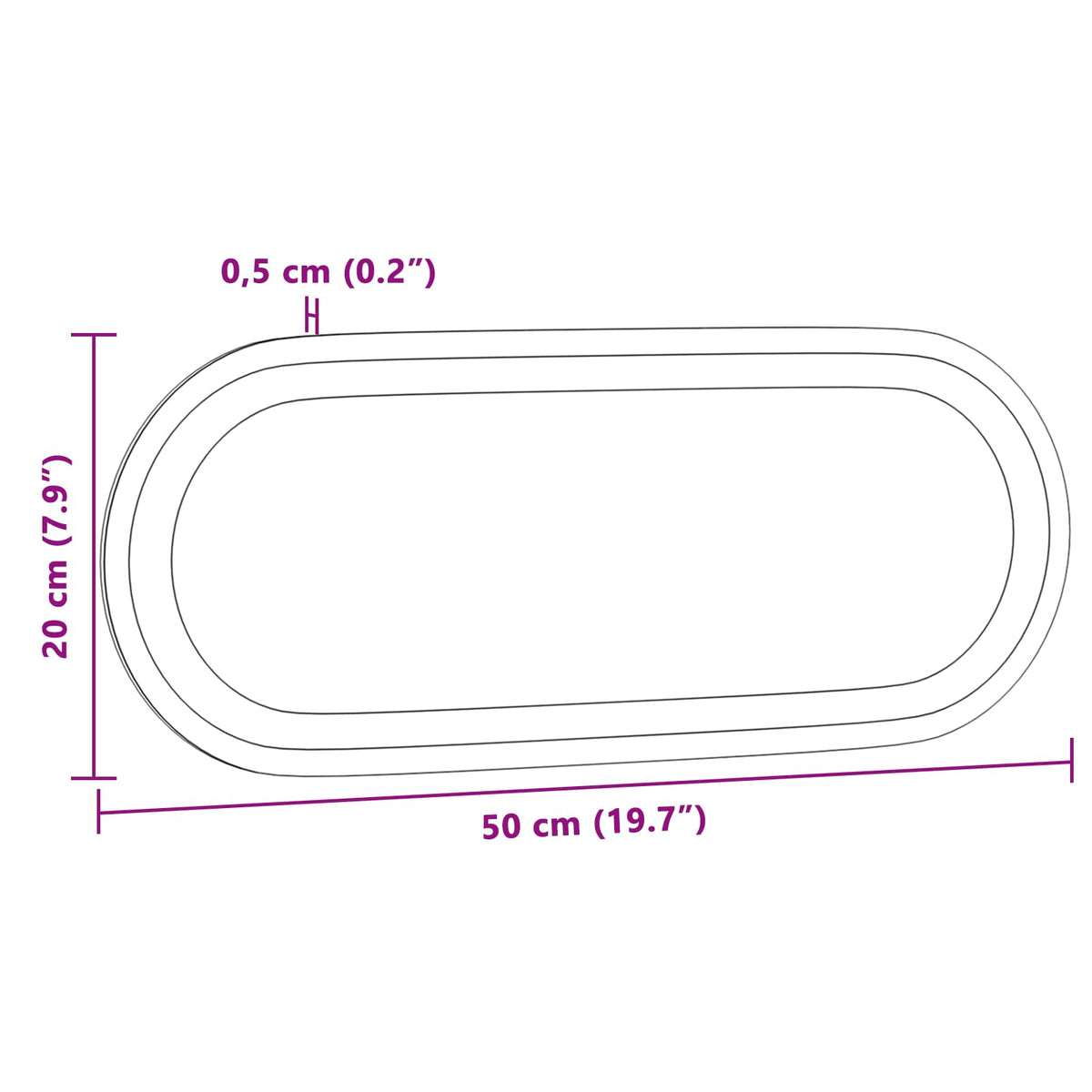 vidaXL Lustro łazienkowe LED przezroczysty 50 x 20 cm szkło hartowane
