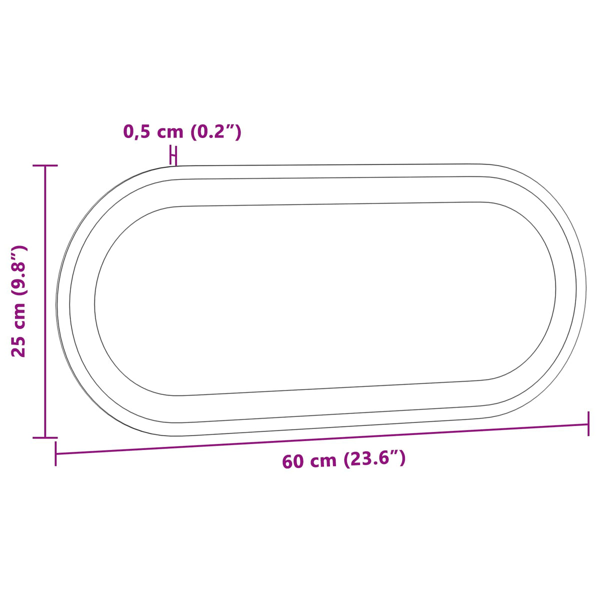 vidaXL Lustro łazienkowe LED przezroczysty 60 x 25 cm szkło hartowane