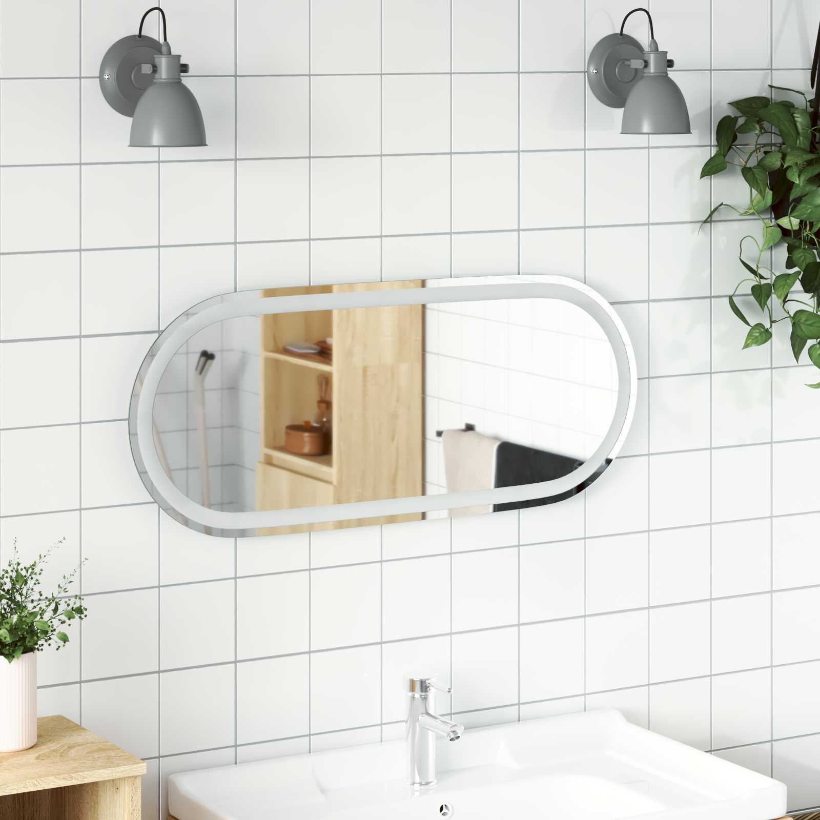vidaXL Lustro łazienkowe LED przezroczysty 80 x 35 cm szkło hartowane