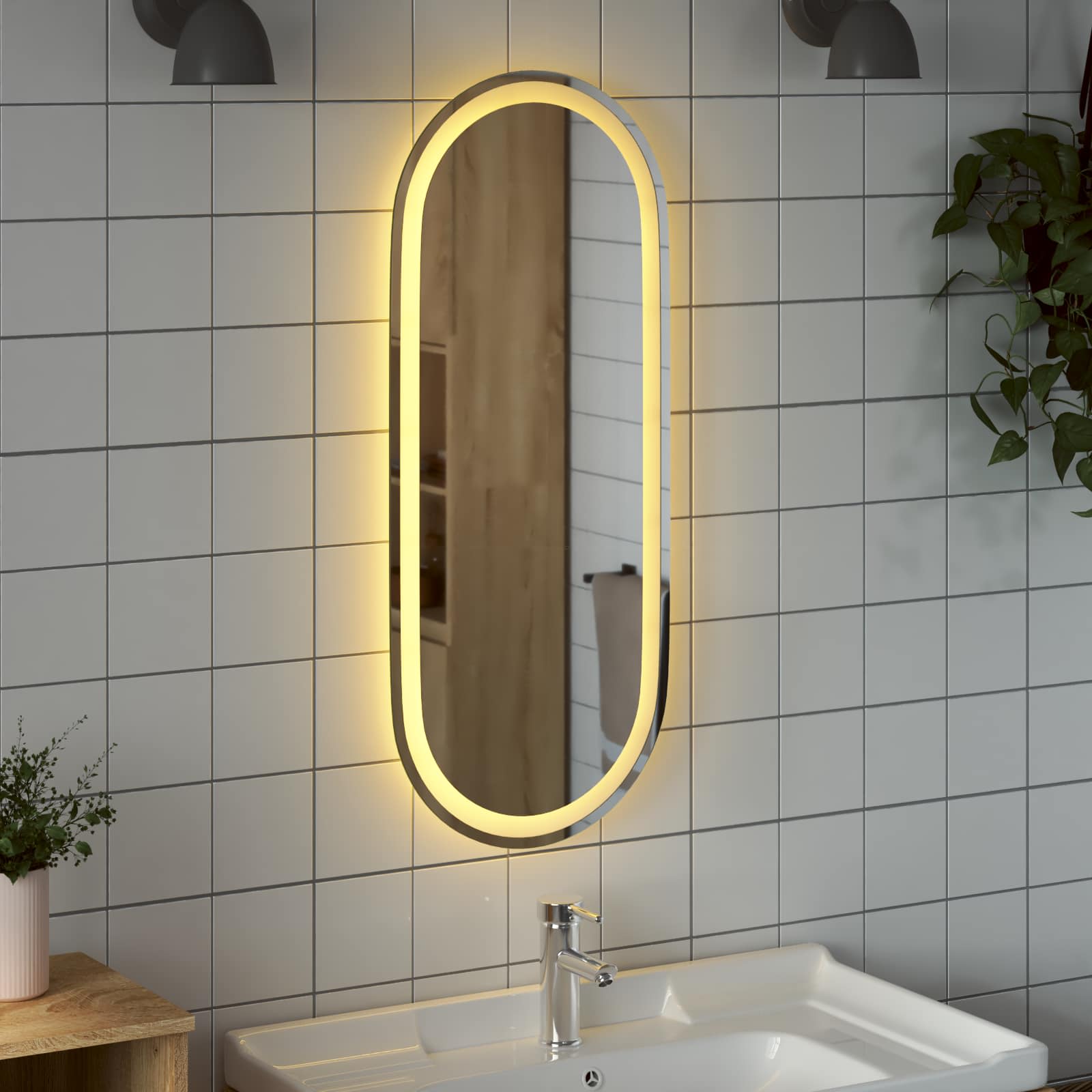 vidaXL Lustro łazienkowe LED przezroczysty 90 x 40 cm szkło hartowane