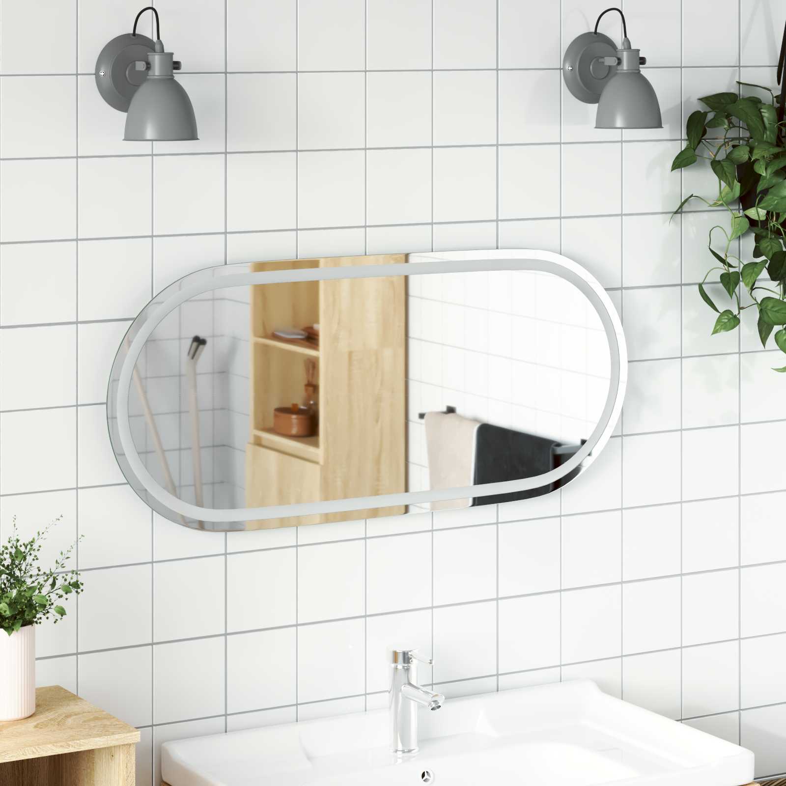vidaXL Lustro łazienkowe LED przezroczysty 100 x 45 cm szkło hartowane