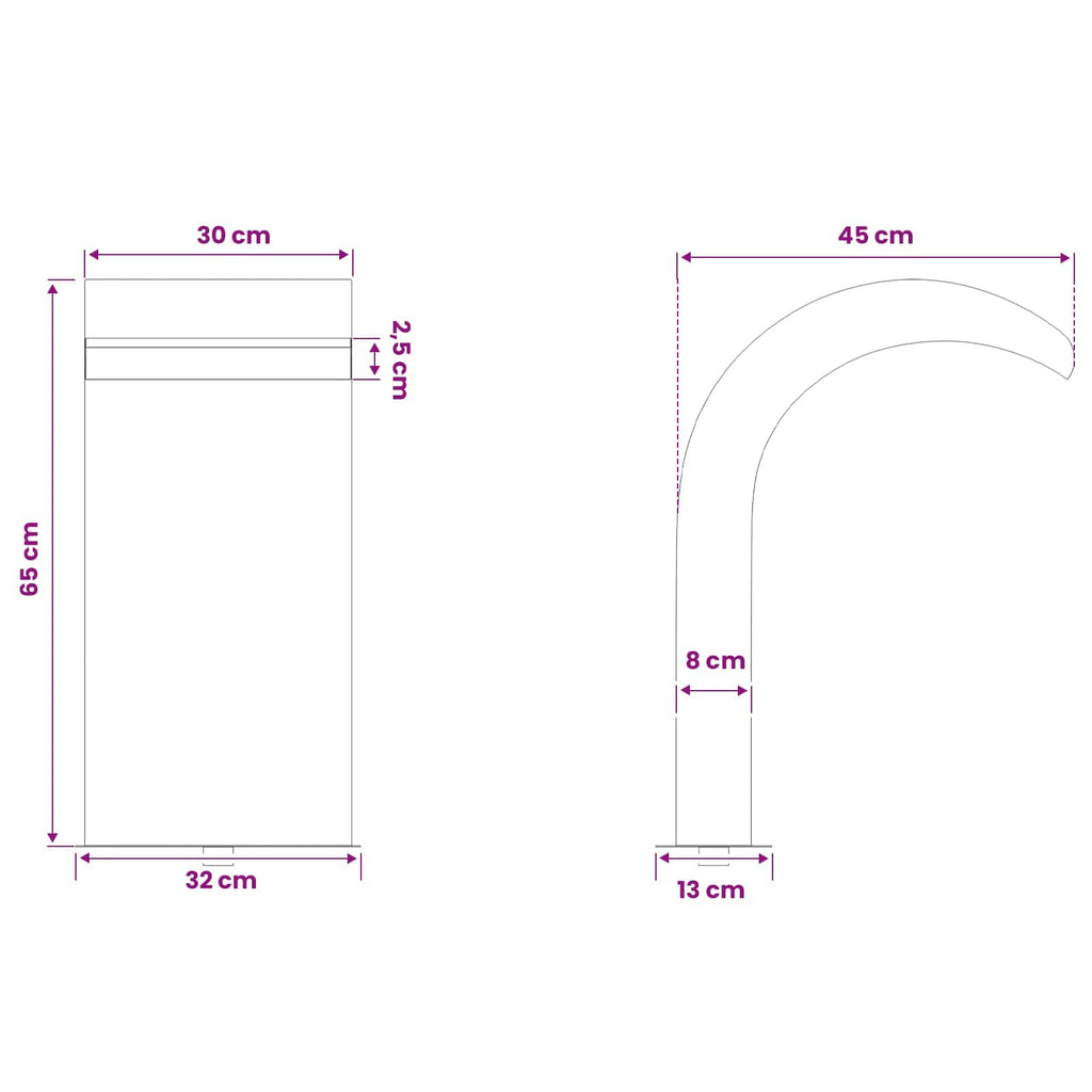 vidaXL Kaskada do basenu z LED Stal nierdzewna 304 45 x 30 x 65 cm