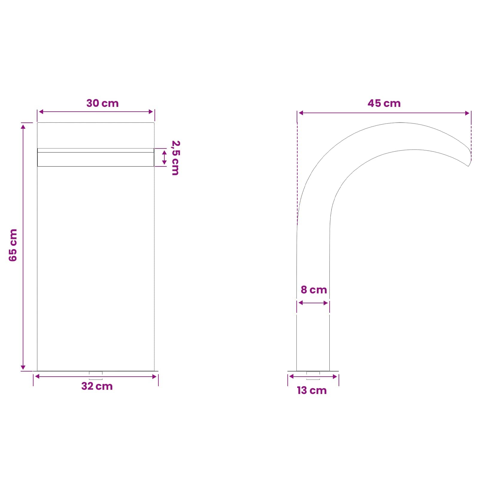 vidaXL Kaskada do basenu z LED Stal nierdzewna 304 45 x 30 x 65 cm