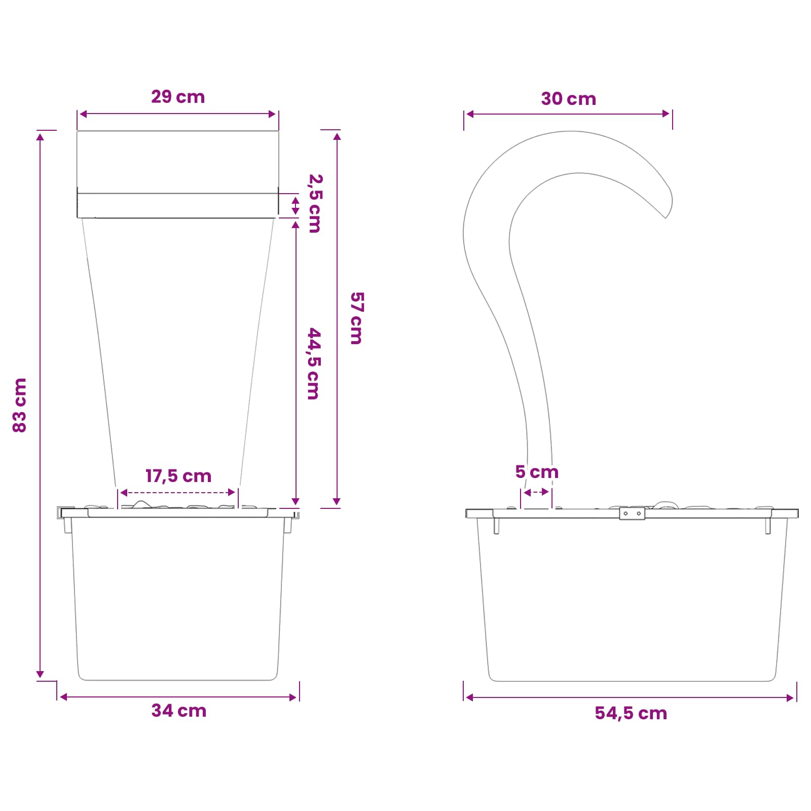 vidaXL Wodospad Ogrodowy Stal nierdzewna 304 54.5 x 34 x 83 cm srebrny