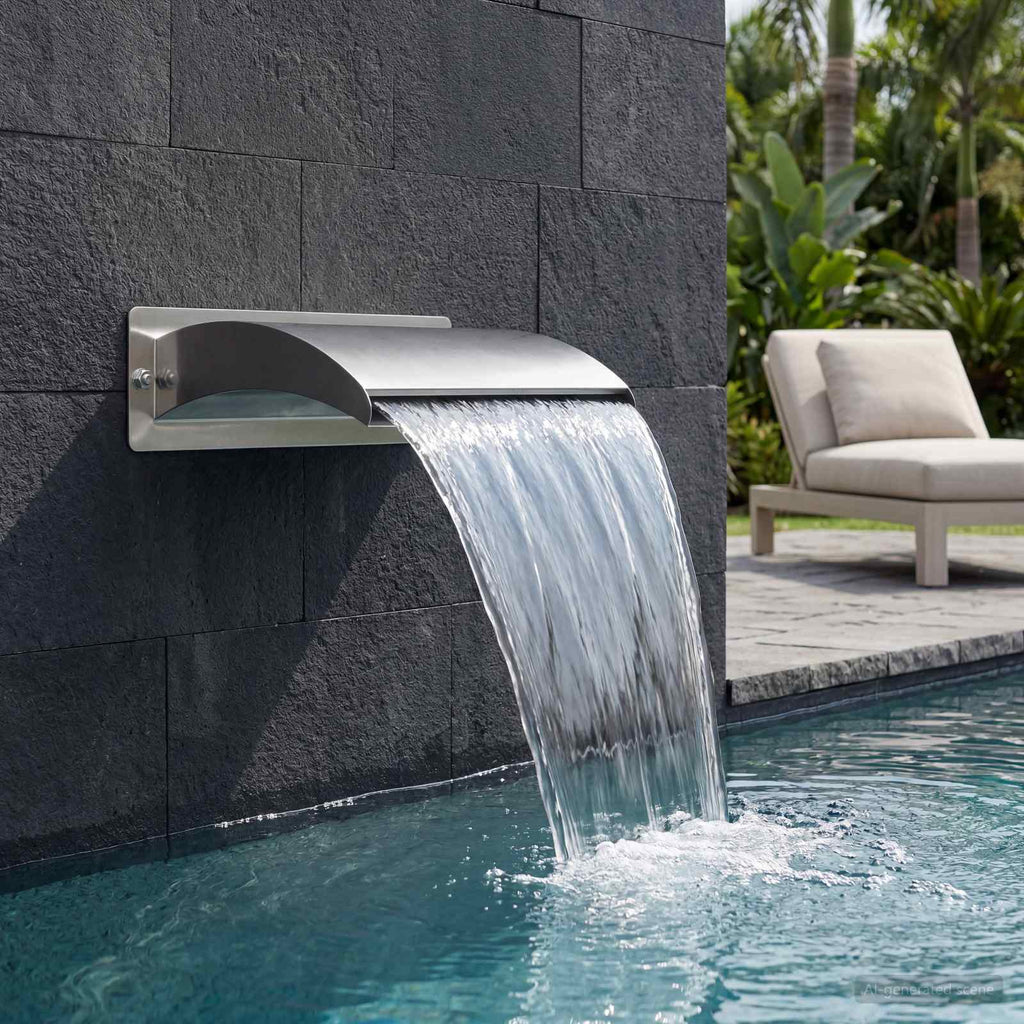 vidaXL Kaskada do basenu z LED Stal nierdzewna 304 51 x 26 x 13 cm