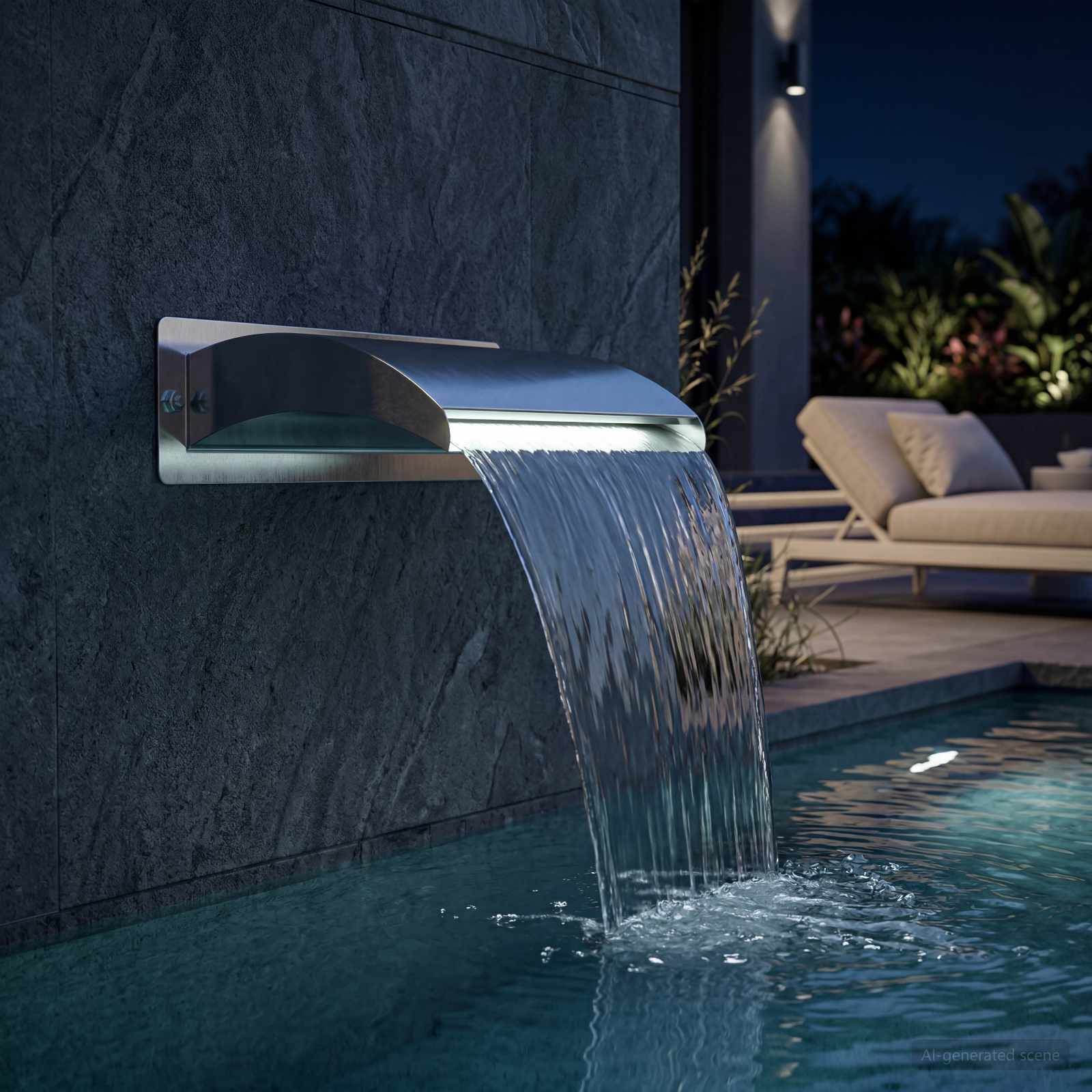 vidaXL Kaskada do basenu z LED Stal nierdzewna 304 51 x 26 x 13 cm