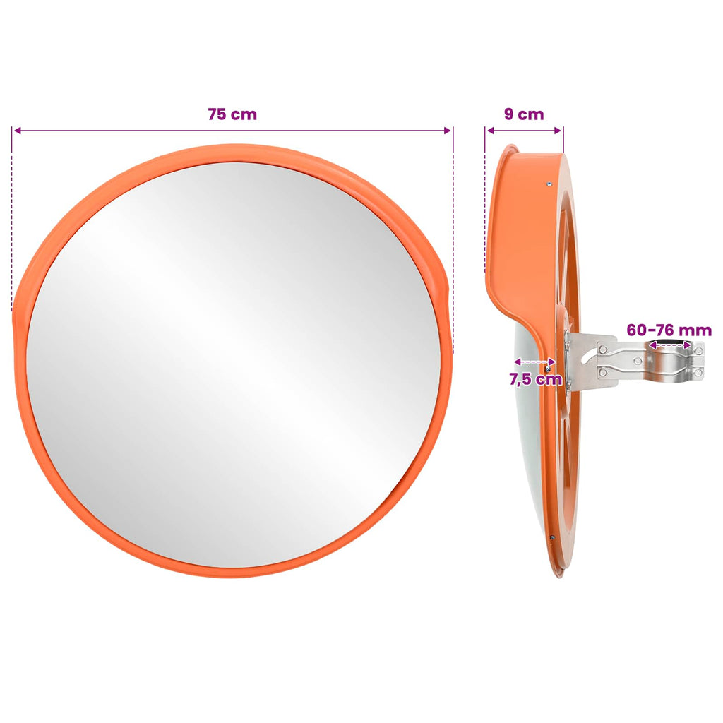 vidaXL Zewnętrzne lustro drogowe wypukłe pomarańczowy Ø75 cm