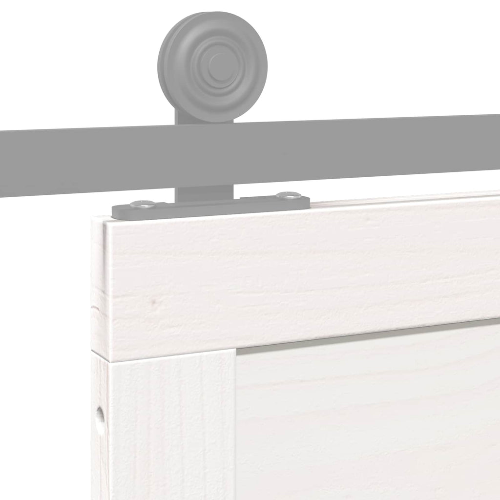 vidaXL Drzwi do stodoły Biały 80 x 2,5 x 208 cm Lite drewno sosnowe