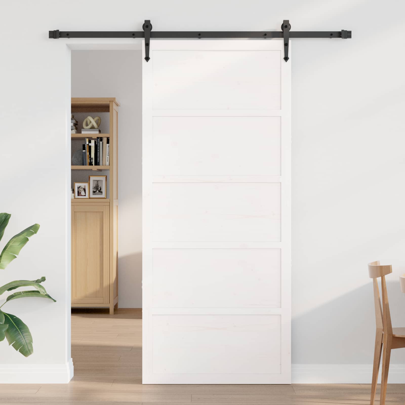 vidaXL Drzwi do stodoły Biały 80 x 2,5 x 208 cm Lite drewno sosnowe