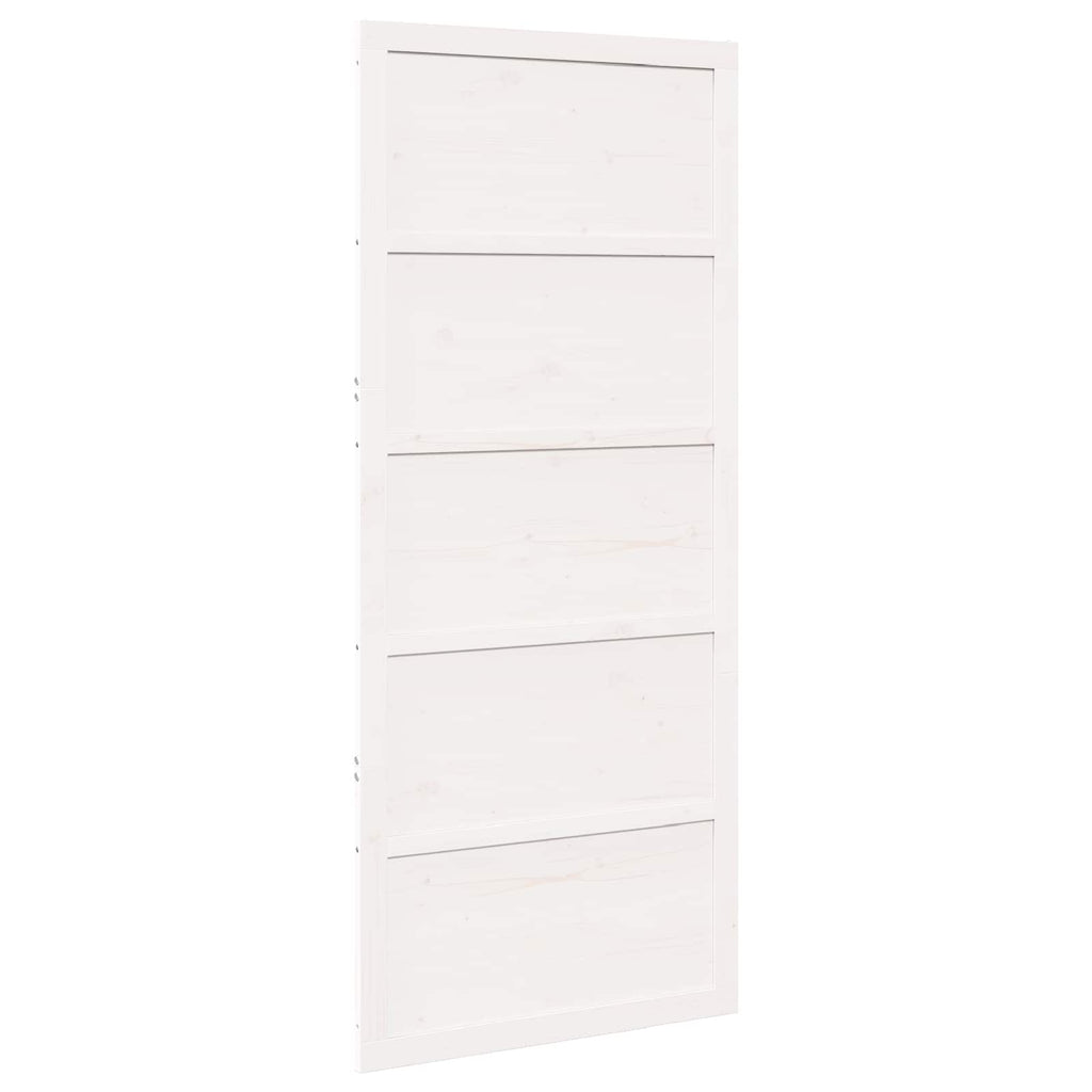 vidaXL Drzwi do stodoły Biały 80 x 2,5 x 208 cm Lite drewno sosnowe
