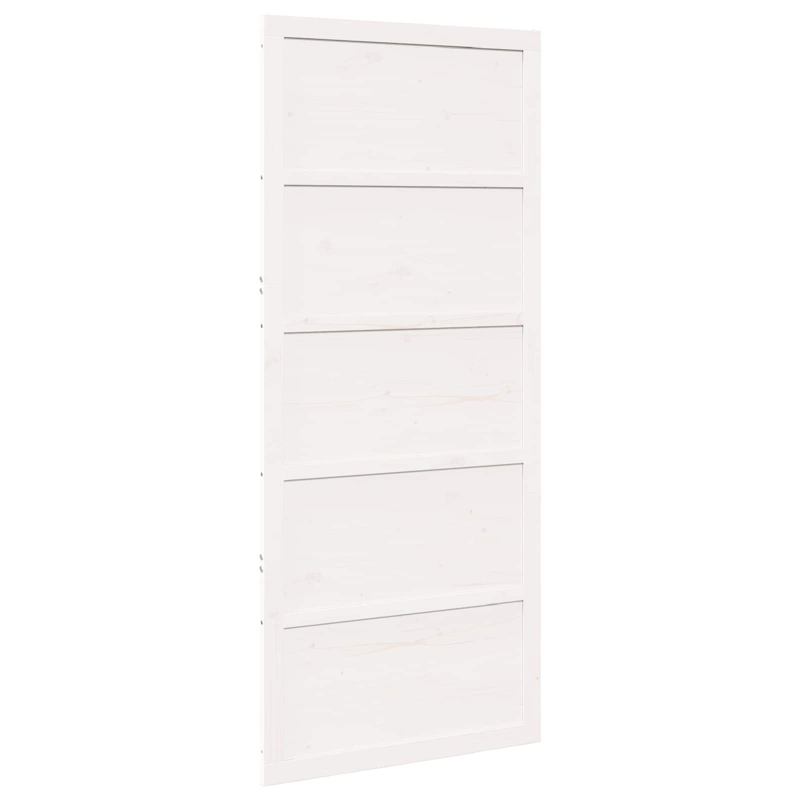 vidaXL Drzwi do stodoły Biały 80 x 2,5 x 208 cm Lite drewno sosnowe