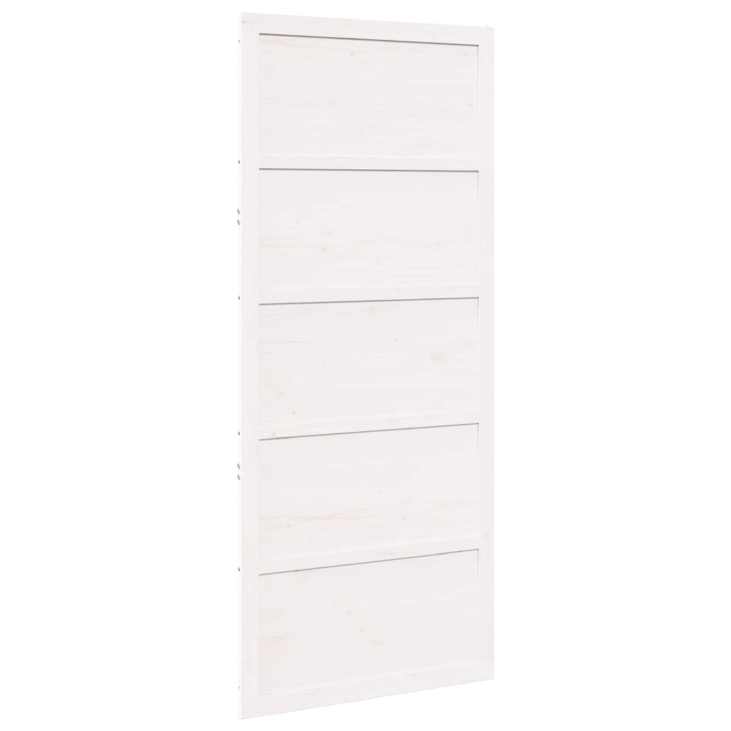 vidaXL Drzwi do stodoły Biały 80 x 2,5 x 208 cm Lite drewno sosnowe