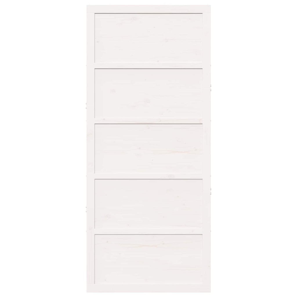 vidaXL Drzwi do stodoły Biały 80 x 2,5 x 208 cm Lite drewno sosnowe