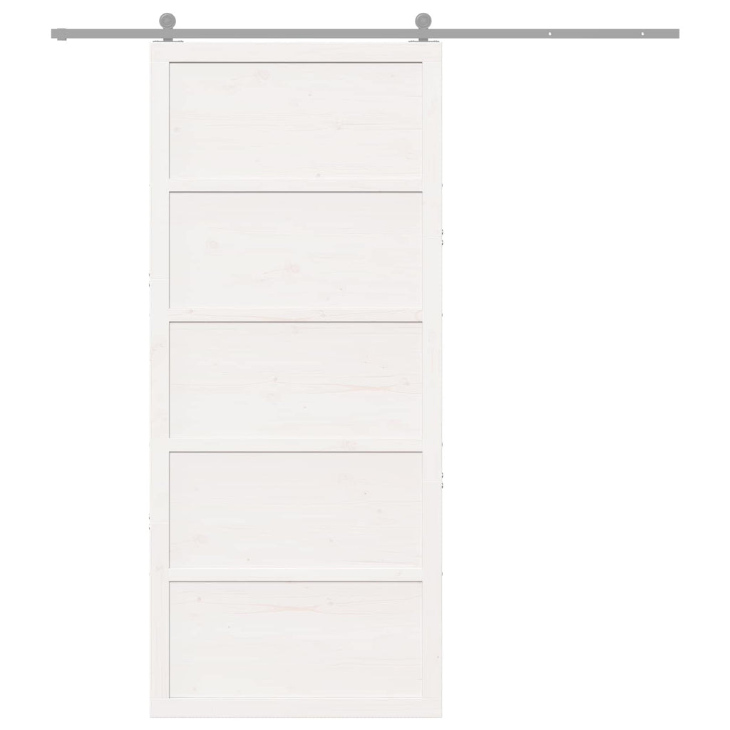vidaXL Drzwi do stodoły Biały 80 x 2,5 x 208 cm Lite drewno sosnowe