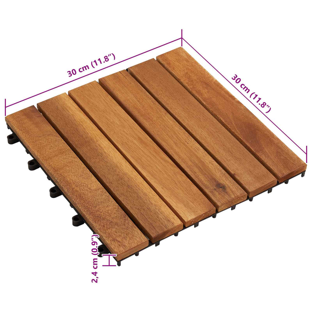vidaXL Płytka Tarasowa 30 pcs brązowy 30 x 30 cm Drewno Akacjowe