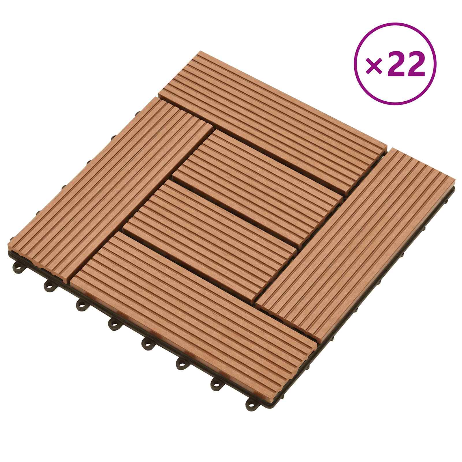 vidaXL Płytka Tarasowa 22 pcs brązowy 30 x 30 cm