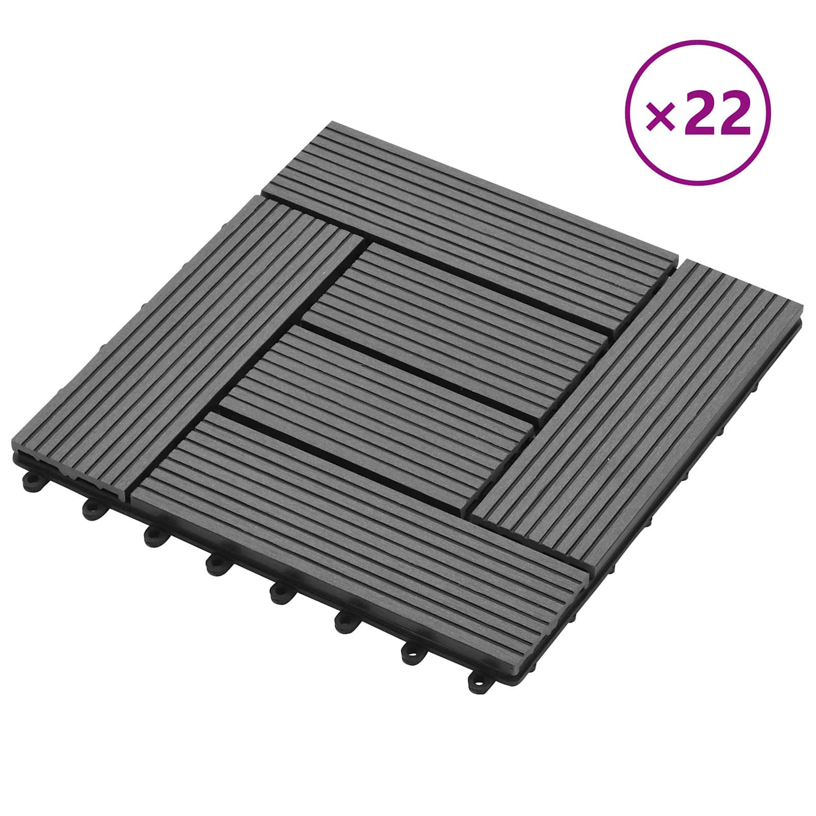 vidaXL Płytka Tarasowa 22 pcs Szary 30 x 30 cm