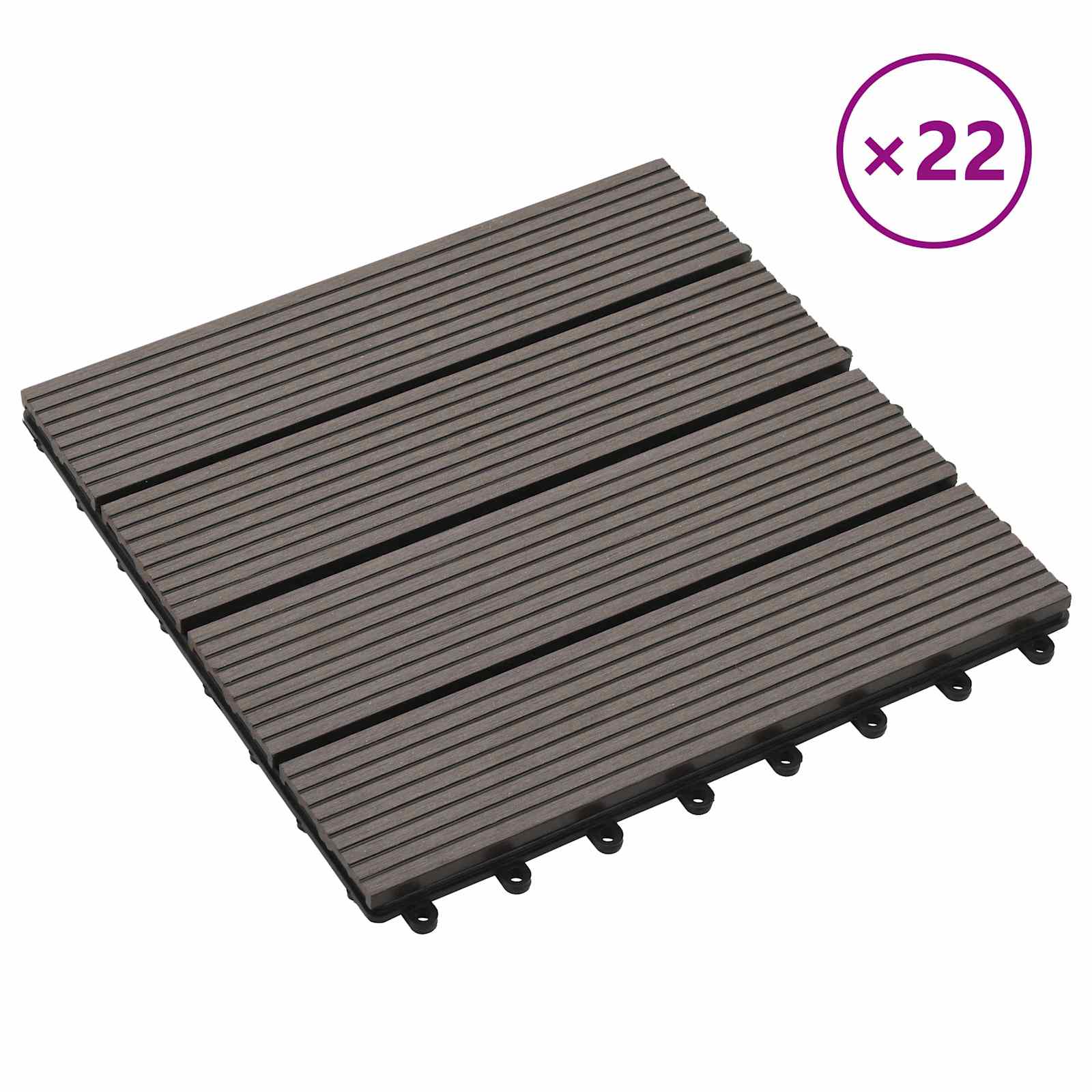vidaXL Płytka Tarasowa 22 pcs Ciemny brąz 30 x 30 cm