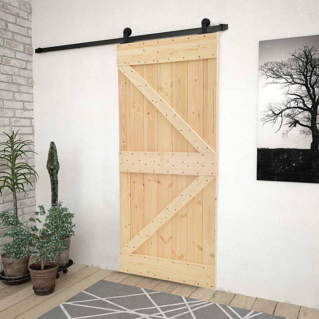 vidaXL Drzwi przesuwne Naturalny i czarny 100 x 210 cm